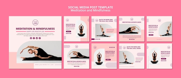 Free PSD meditation and mindfulness social media post