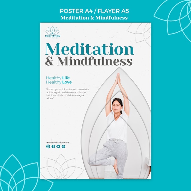 Free PSD meditation poster template theme