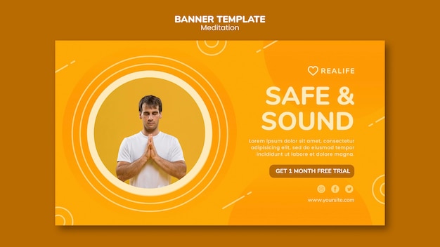 無料PSD 瞑想安全で健全なバナーテンプレート