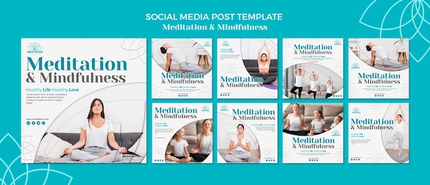 PSD gratuito modello di post social media meditazione