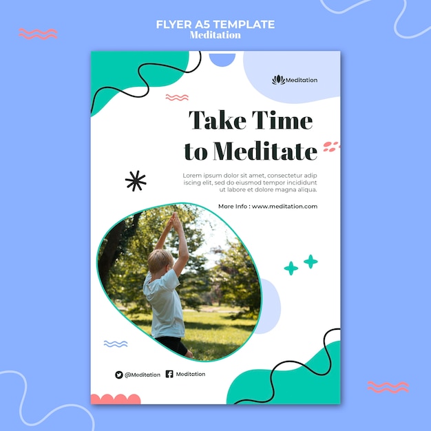 Meditation time flyer template