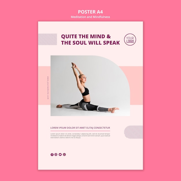 Free PSD meditation and yoga flyer template