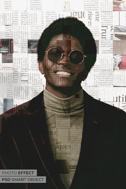 Free PSD medium shot man with newspaper effect