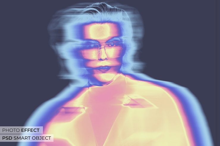 Free PSD medium shot woman posing thermal camera effect