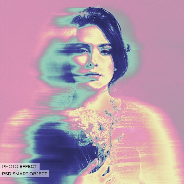 Free PSD medium shot woman posing thermal camera effect