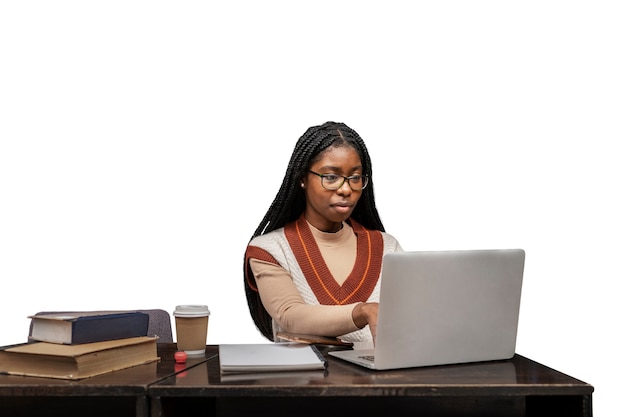medium shot woman studying