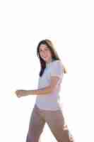 Free PSD medium shot woman with blank shirt