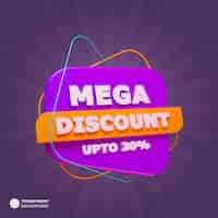 Free PSD mega discount 3d promotion banner