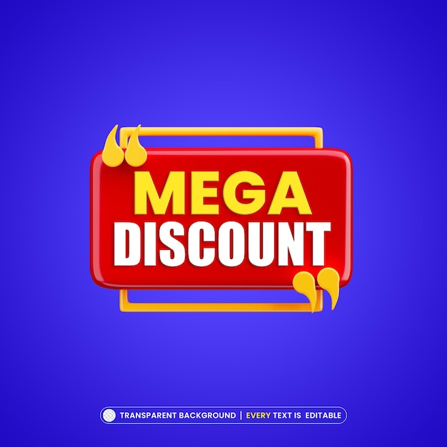 Free PSD mega discount banner background with editable text