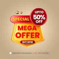 Free PSD mega offer upto 50 off with editable text