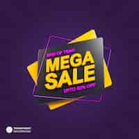 Free PSD mega sale 3d promotion banner