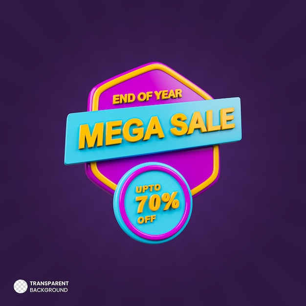 Free PSD mega sale 3d promotion banner