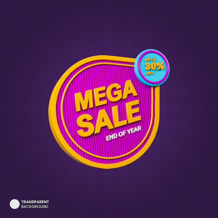मुफ़्त PSD mega sale 3d promotion banner