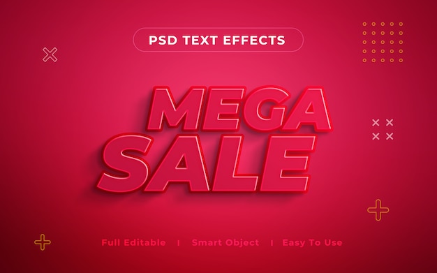 Мега распродажа 3d текстовый эффект макет