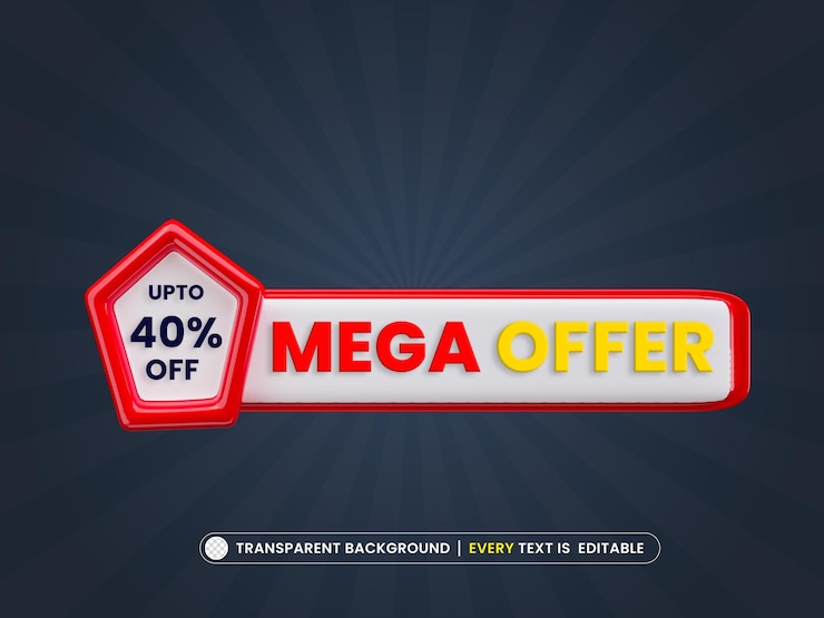 मुफ़्त PSD mega sale banner background with editable text effect