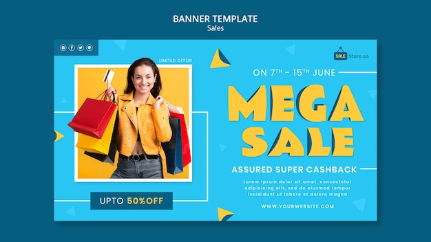 Mega Sale Banner Template Free PSD – Download for Free