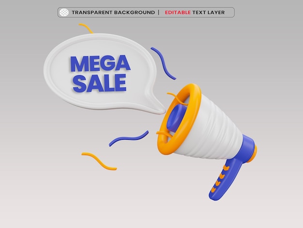 Mega banner di vendita con megafono per il modello di promozione della vendita