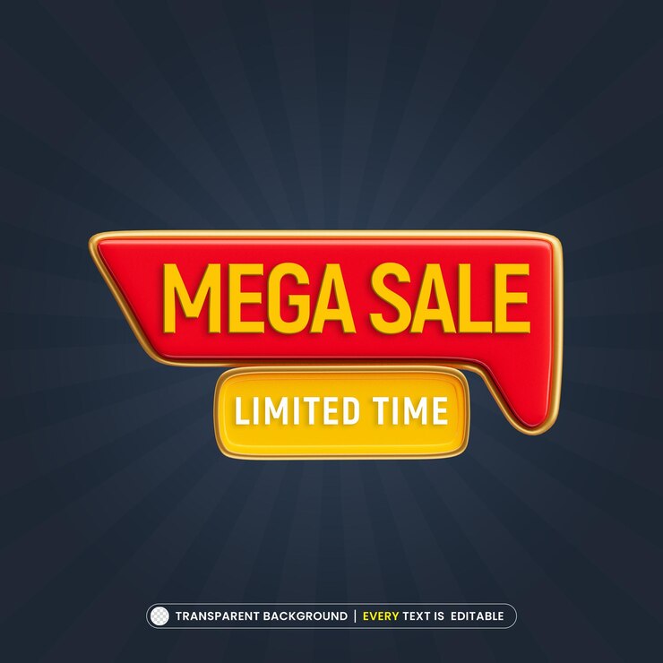 मुफ़्त PSD mega sale promotion banner with editable text