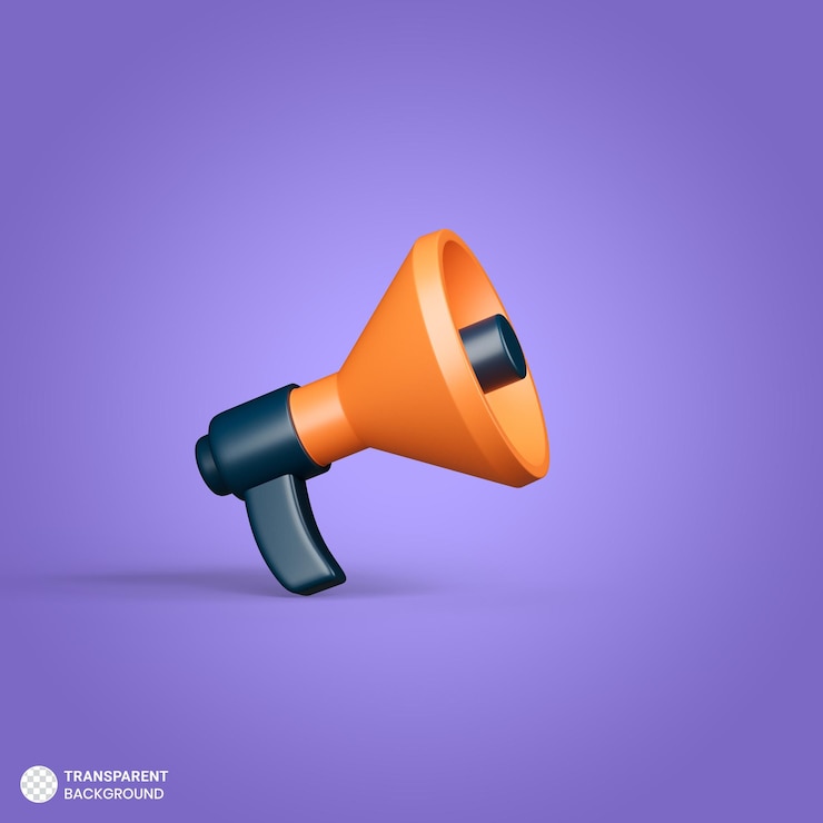 Free PSD megaphone icon isolated 3d render illustration