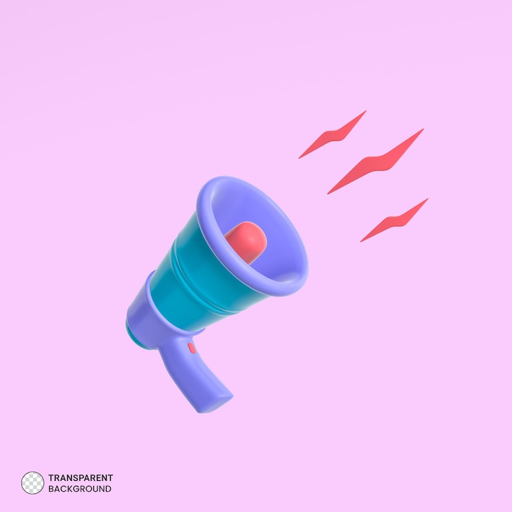 Free PSD megaphone isolated icon 3d render illustration
