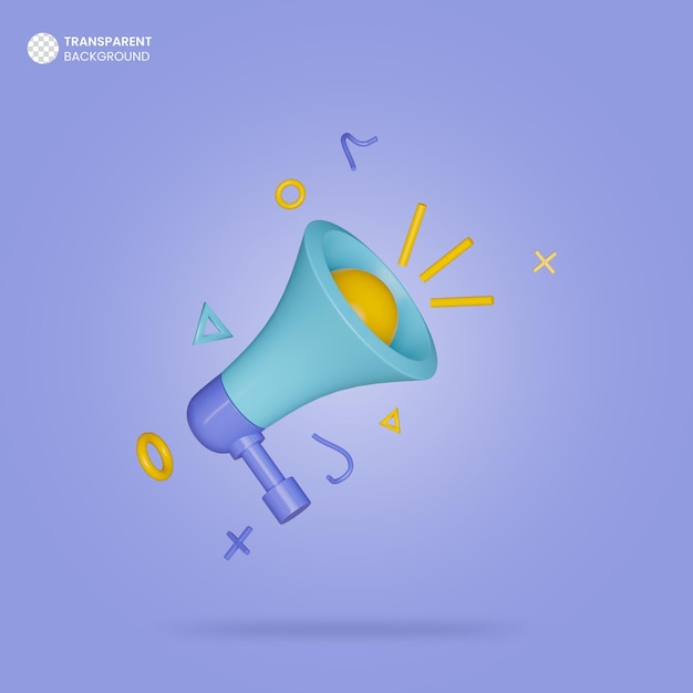 Free PSD megaphone isometric 3d render icon