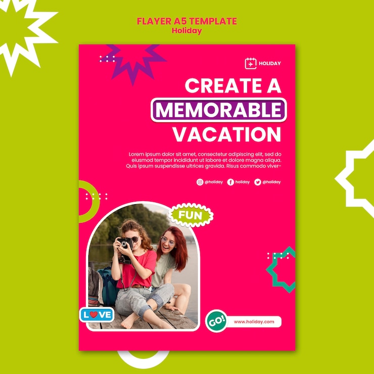 Free PSD memorable vacation flyer template
