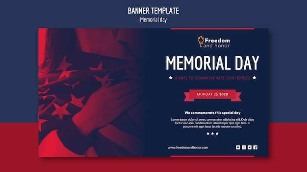 PSD gratuito concetto di banner memorial day
