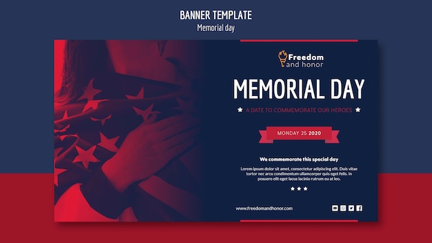 Free PSD memorial day banner concept