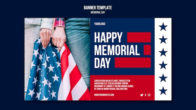 Free PSD memorial day banner template