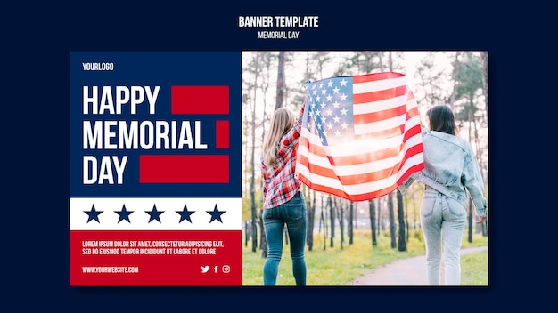 Memorial day banner template