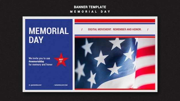 Free PSD memorial day banner template