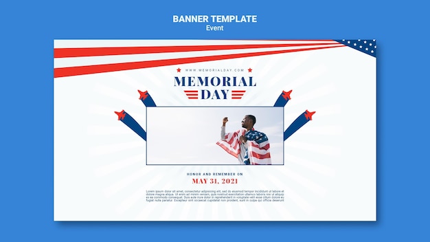 Memorial day banner template
