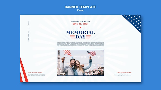 Free PSD memorial day banner template