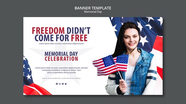 Free PSD memorial day concept banner template