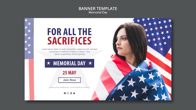 Free PSD memorial day concept banner template