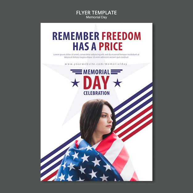 Free PSD memorial day concept flyer template