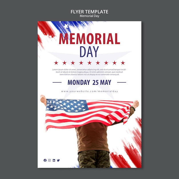 Memorial day concept flyer template