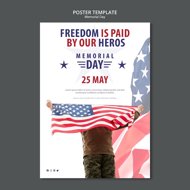Free PSD memorial day concept poster template