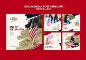 PSD gratuito modelli di post instagram per il memorial day