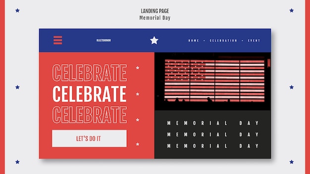 Modello di landing page del memorial day