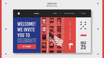 Free PSD memorial day landing page template