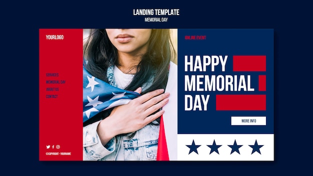 Free PSD memorial day landing page template