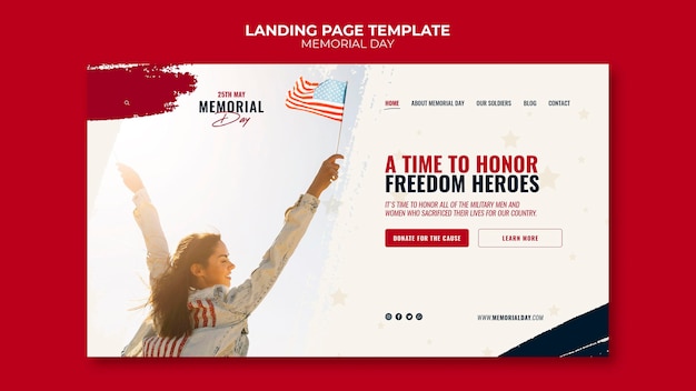 Memorial day landing page template Premium Psd