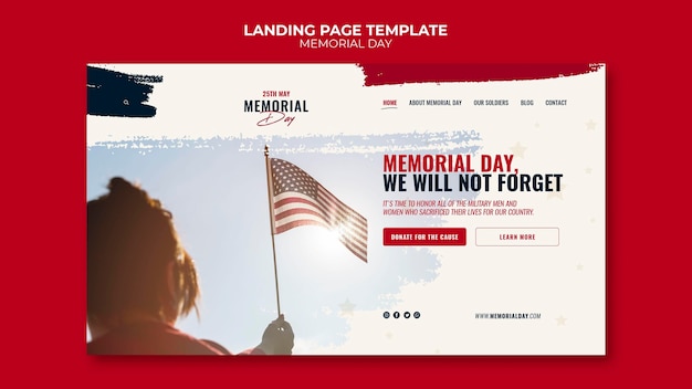 Modello di pagina di destinazione del Memorial day