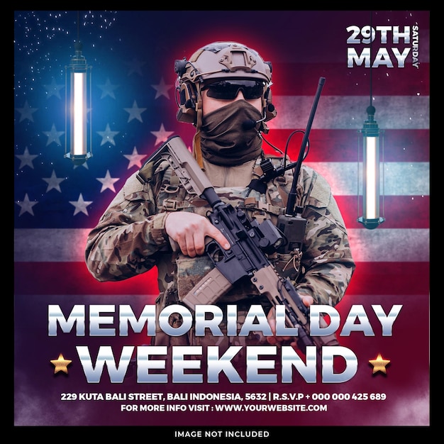 Free PSD memorial day post template