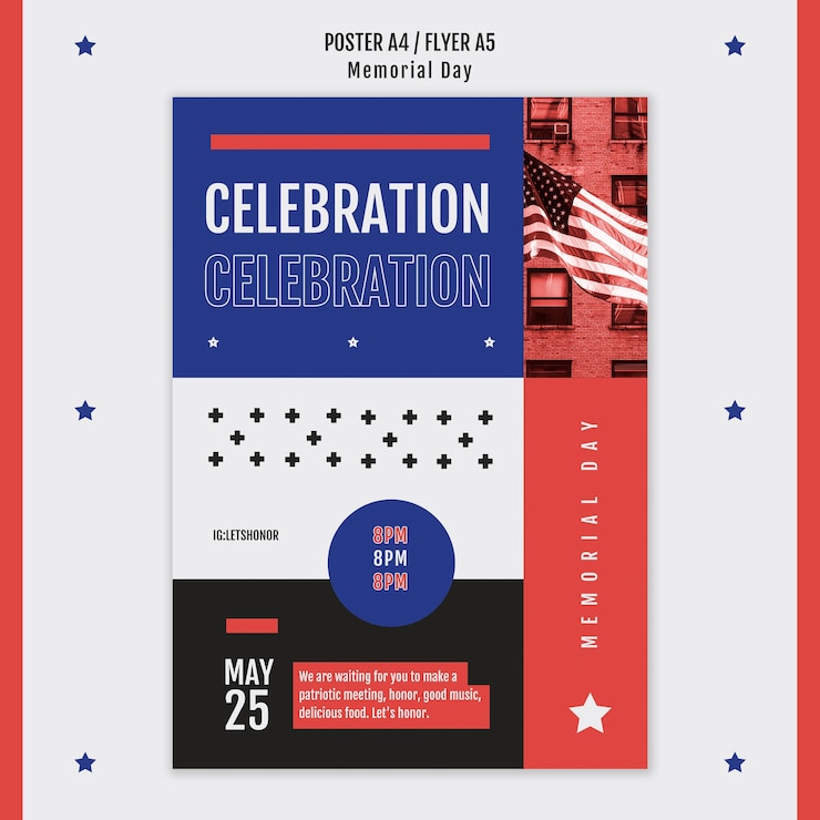 Free PSD memorial day poster template
