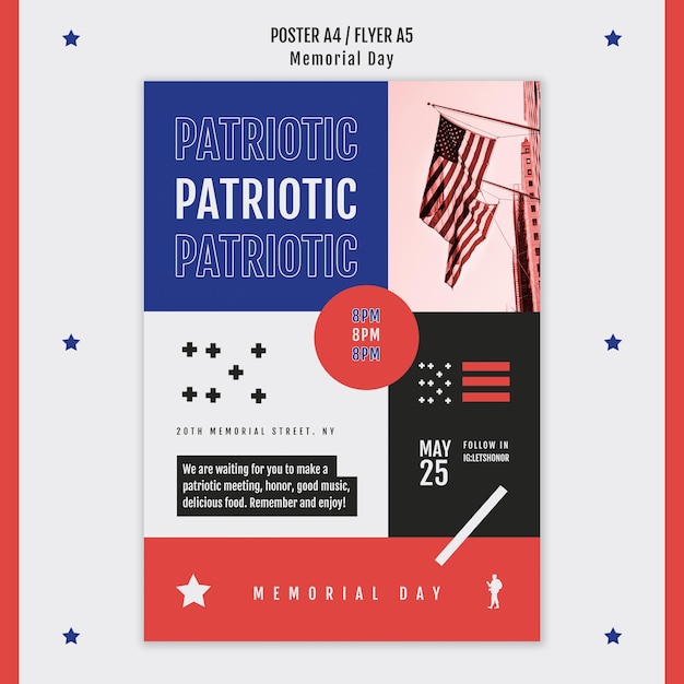 Free PSD memorial day poster template