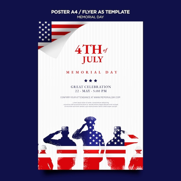 Memorial day print template with flag