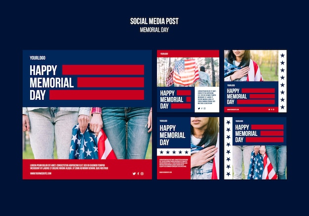 Free PSD memorial day social media posts