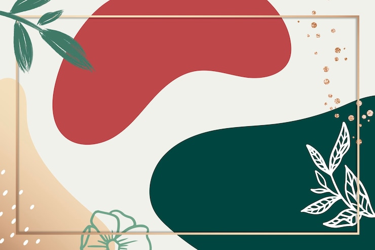 Free PSD memphis psd botanical frame with green and red color